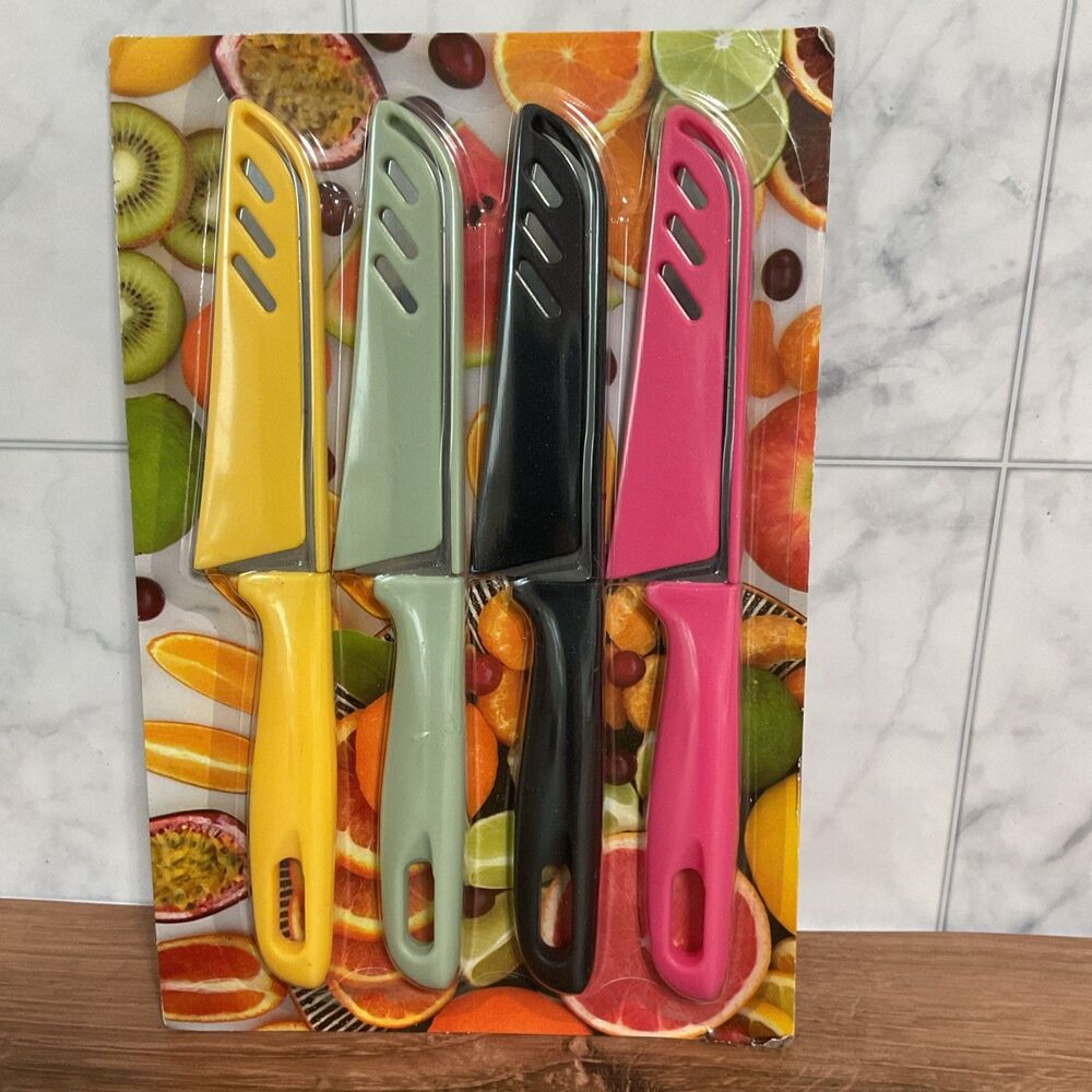 Set of 4 German Steel Small Kitchen Knives, Ergonomic Handle, Ultra Sharp